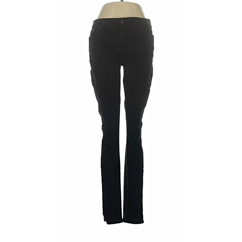 7 For All Mankind Womens Black Dark Wash Skinny Jeans Slim Fit Mid Rise 5-Pocket